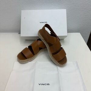 Vince Tan Leather Espadrille Sandals